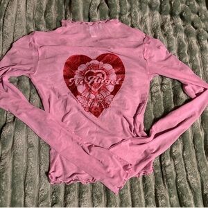 Pink mesh layering top